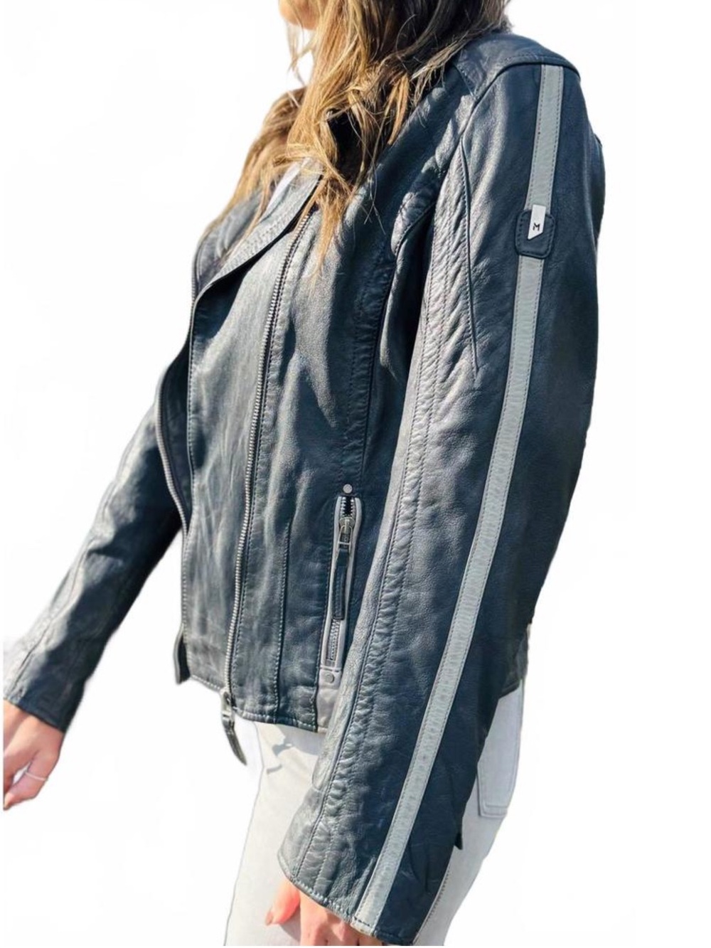 NWT MAURITIUS Women's Kiella Leather Moto Jacket - XXL Fits Like a LARGE
